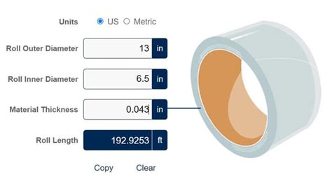 sheet metal rolling formula|thickness of a roll calculator.